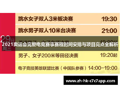 2021奥运会完整电竞赛事赛程时间安排与项目亮点全解析